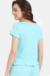 Zivame Venus Dreams Knit Poly Loungewear Top - Aruba Blue — thumbnail 4